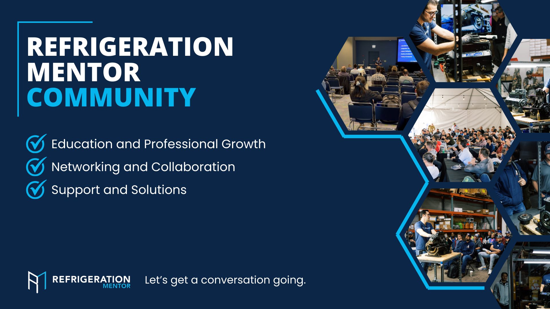 Group of professionals discussing refrigeration topics in a community setting