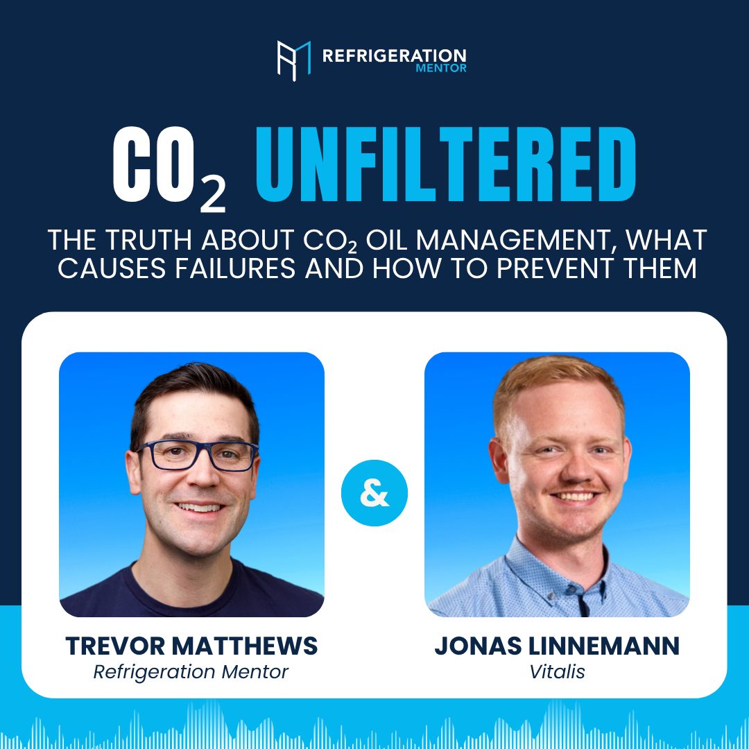 Diagram of a CO2 refrigeration system with components and flow paths
