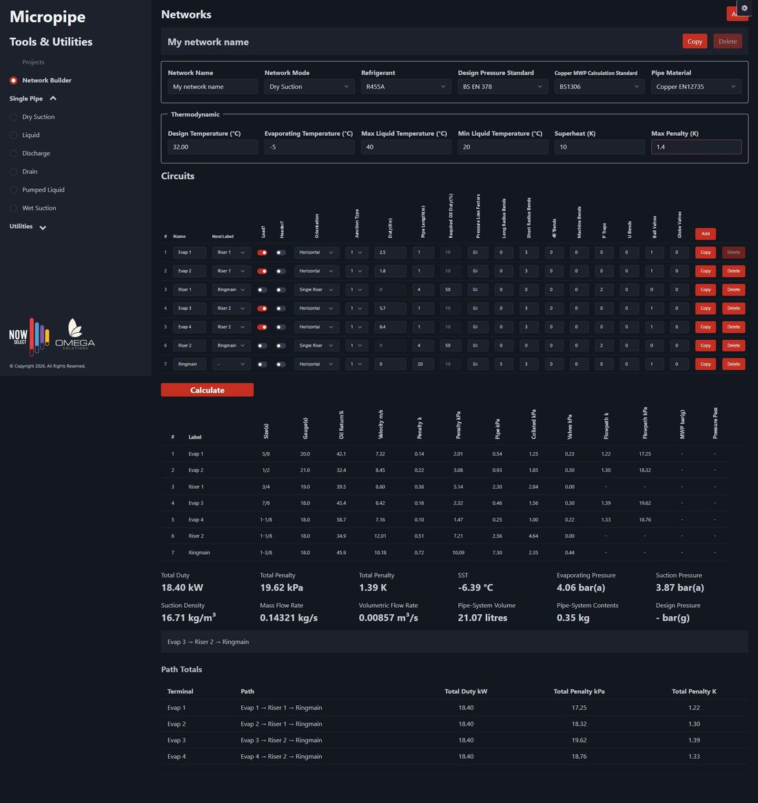 MicroPipe — Network Builder Interface